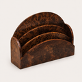 Moroccan burl wood desk organizer with curved storage compartments