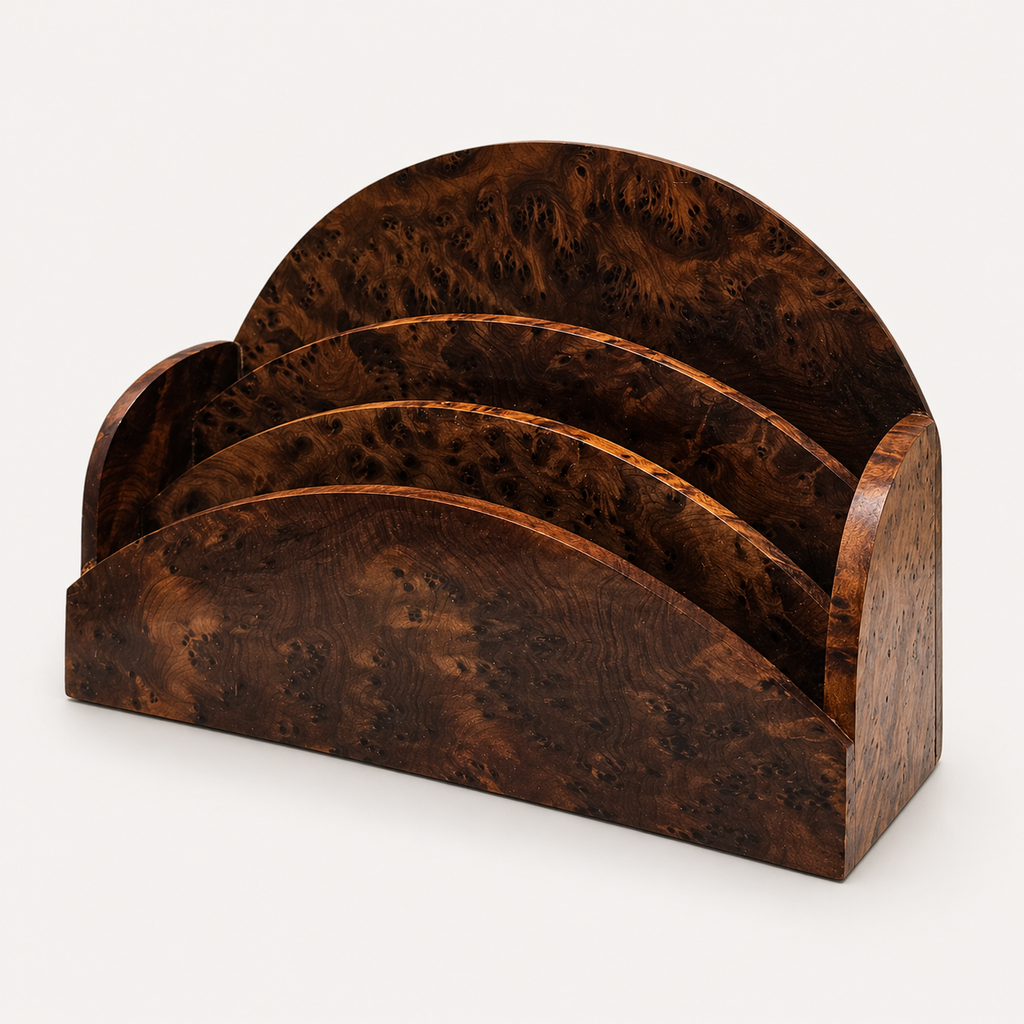 Moroccan Burl Wood Desk Organizer