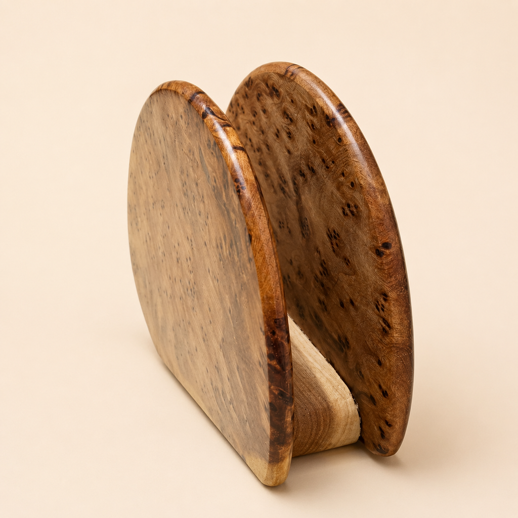 Moroccan Burl Wood Napkin Holder