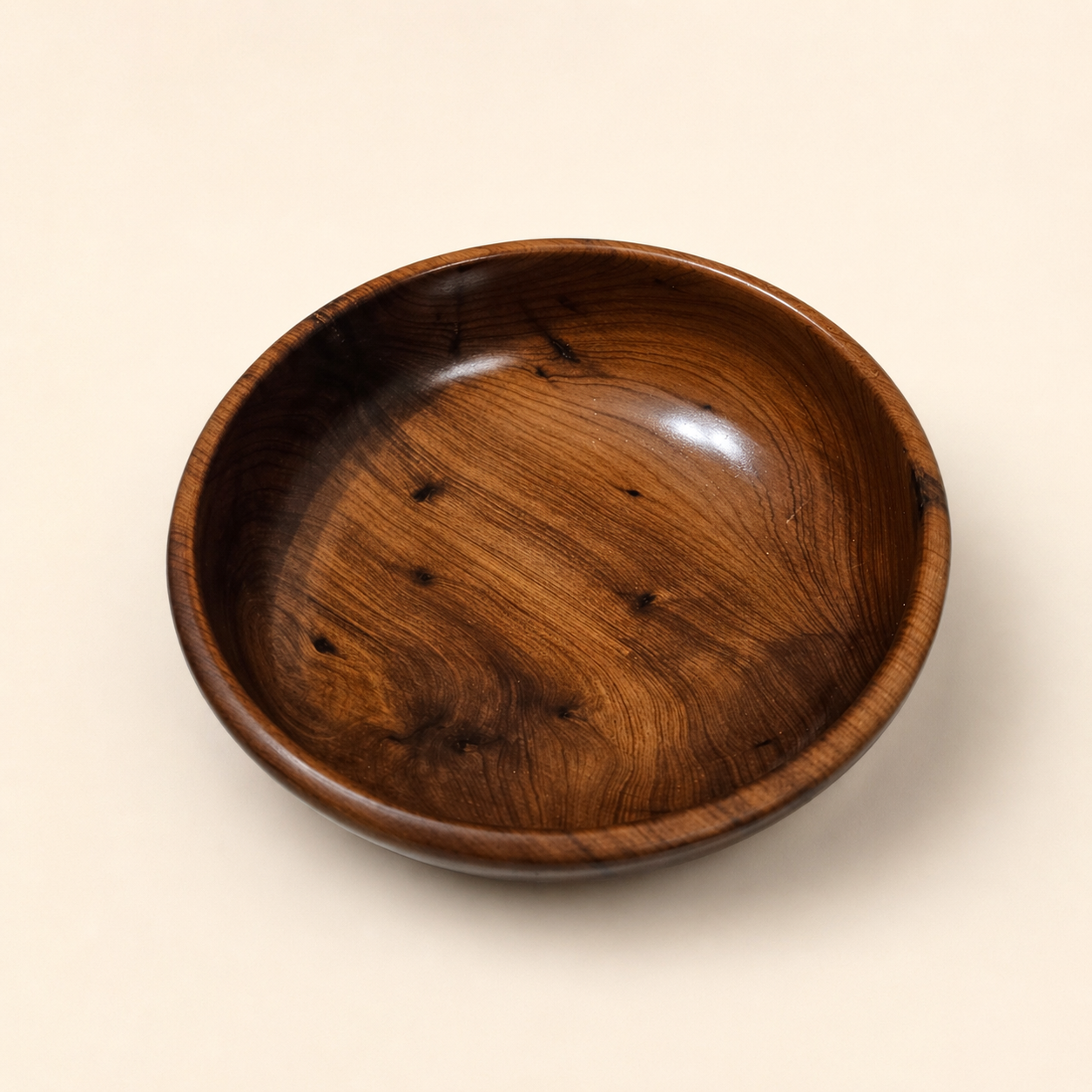 Moroccan Burl Wood Shallow Serving Bowl