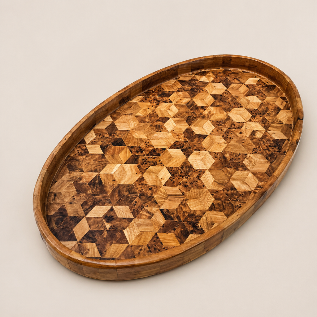 Moroccan Mosaic Wood Serving Tray