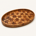 Moroccan mosaic wood serving tray with geometric pattern