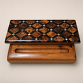 Moroccan inlaid wood desk organizer box with storage compartments
