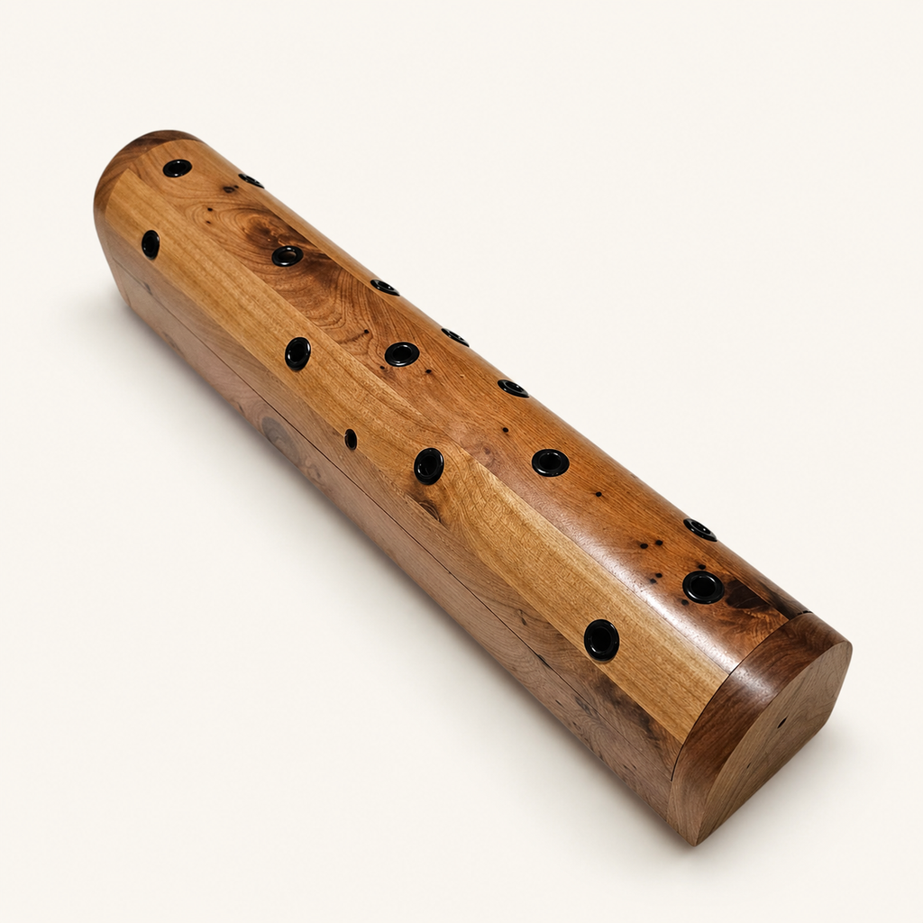 Moroccan burl wood incense holder box with carved openings