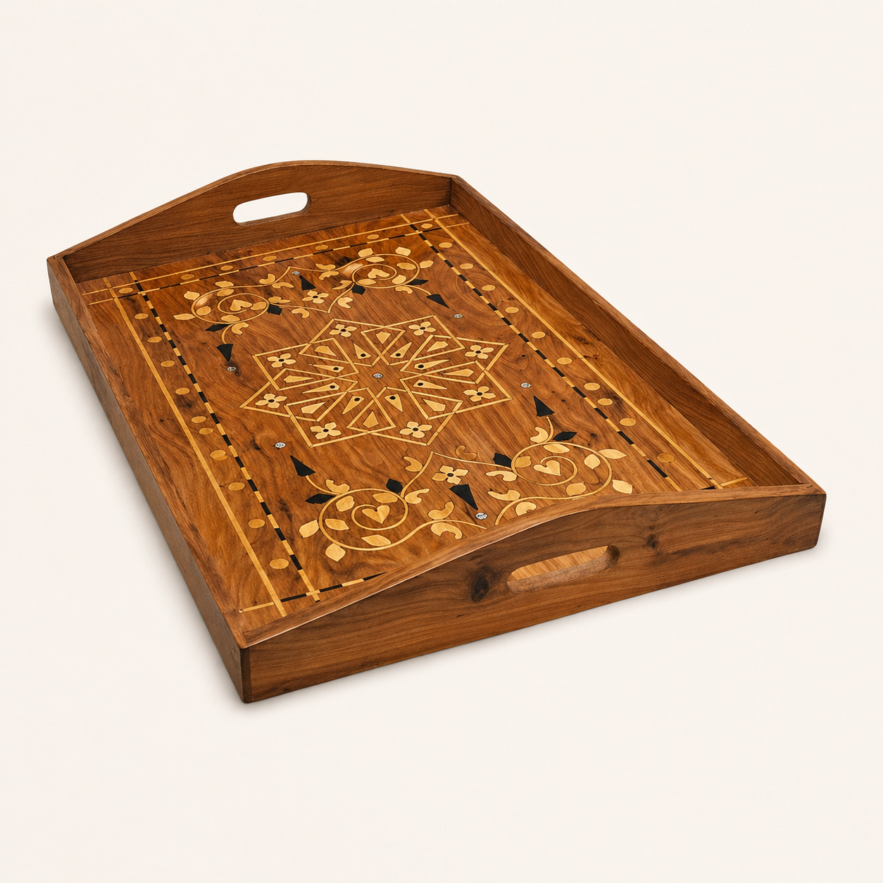 Moroccan Inlaid Wood Serving Tray