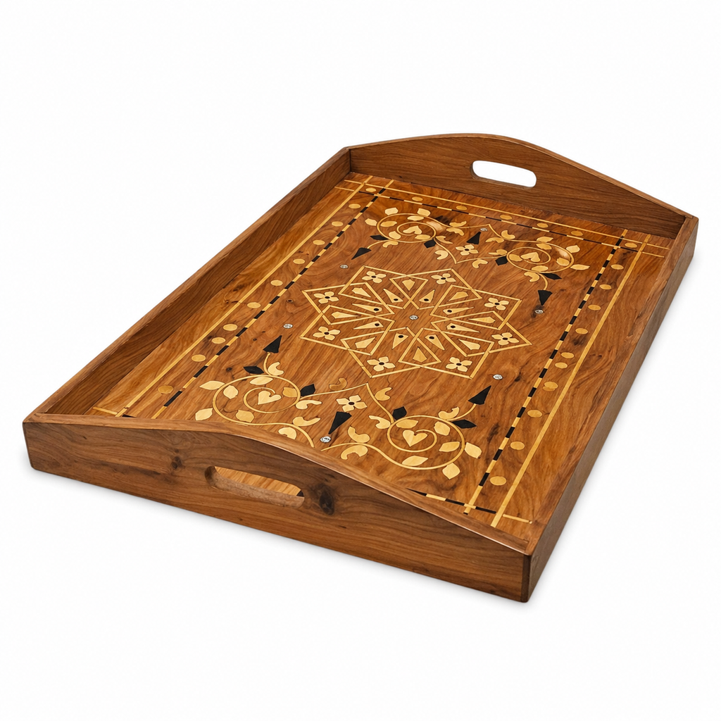 Moroccan Inlaid Wood Serving Tray